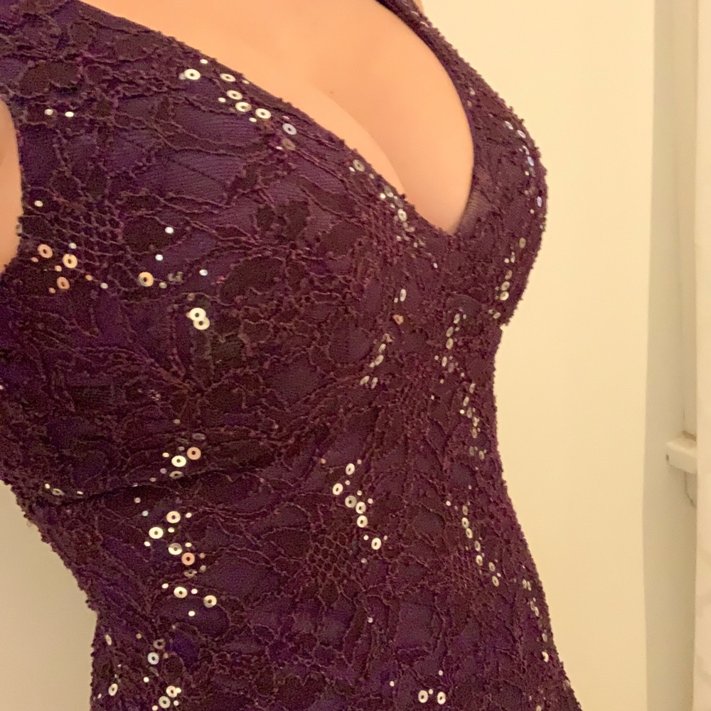 Sequinned Grape Long Dress